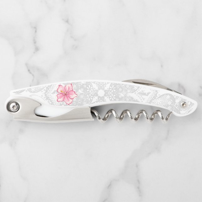 Tire-bouchon Hibiscus & dentelle PINK (Devant)