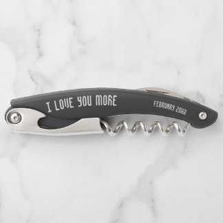 Tire-bouchon Je t'aime plus| Date de monogramme noir