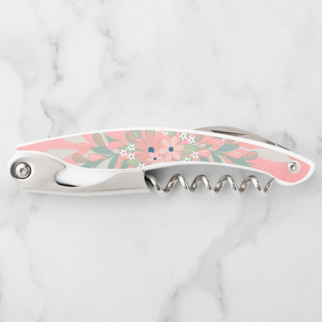 Tire-bouchon Joli rose et vert floral (Devant)