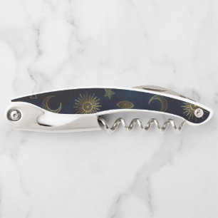 Tire-bouchon Magic Gold Moon Sun Stars Dark Blue motif