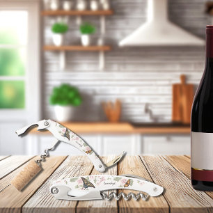 Tire-bouchon Magnifique Monogramme Floral Papillons Faveur nupt