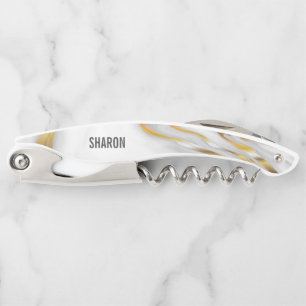 Tire-bouchon Marbre blanc Et Or