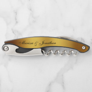 Tire-bouchon Mariage frontalier de luxe Black Gold Calligraphie