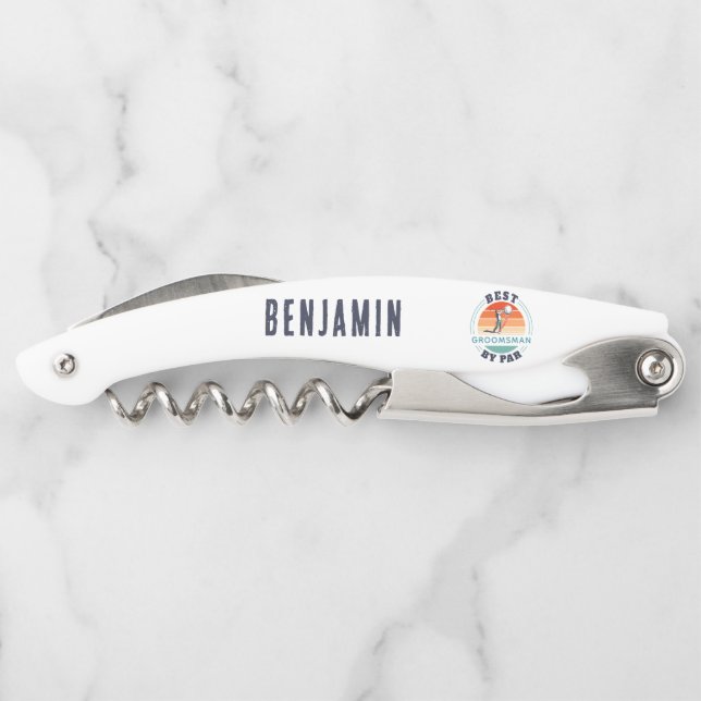 Tire-bouchon Meilleur Groomsman Par Par Custom Retro Mariage (Dos)