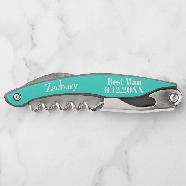 Tire-bouchon Meilleur Homme Turquoise Mariage Vis à vis (Dos)