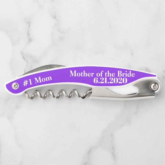 Tire-bouchon Mère de la mariée Violet mariage Faveur (Dos)