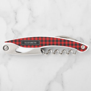 Tire-bouchon Moderne Agritourisme Buffalo Plaid Monogramme