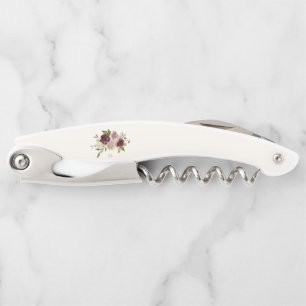 Tire-bouchon Monogramme d'aquarelle florale rose-bourgogne mode