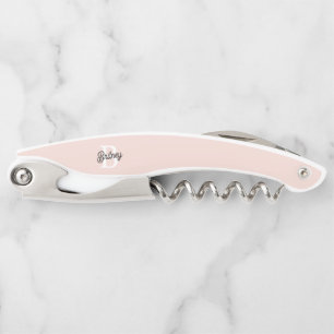 Tire-bouchon Monogramme et nom personnalisé moderne Pastel Pink