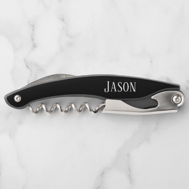 Tire-bouchon Monogramme personnalisé noir masculin (Dos)