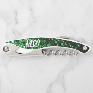 Tire-bouchon Monogramme vert foncé faux parties scintillant sci