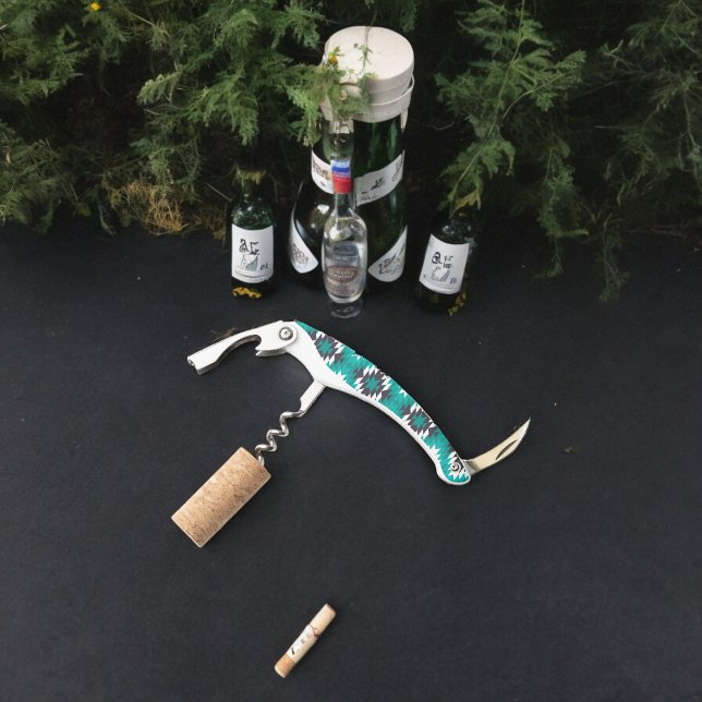Tire-bouchon Motif aztèque traditionnel (Corkscrew Bottle Opener)