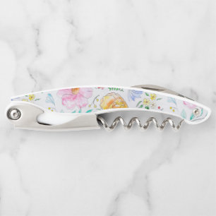 Tire-bouchon Motif de fleurs et de bourgeons à l'aquarelle légè