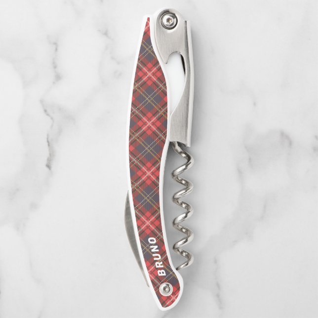 Tire-bouchon Motif de Noël rouge tartan plaid (Dos)