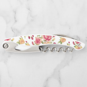 Tire-bouchon Motif de roses rouges et jaunes et boutons de rose