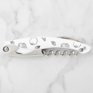 Tire-bouchon Motif élégant Black White Seashells