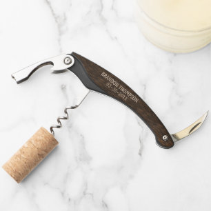Tire-bouchon Motif en bois noir Brown foncé sur mesure