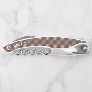 Tire-bouchon Motif en plaid rouge et beige