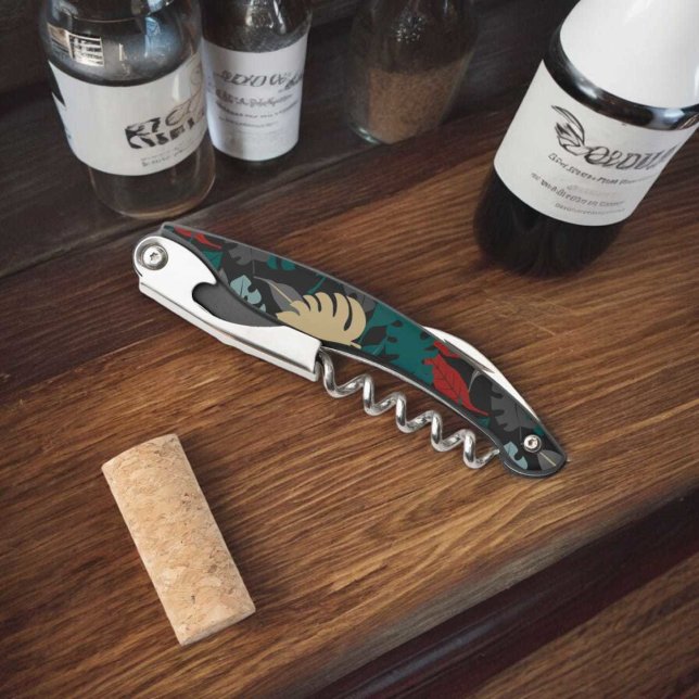 Tire-bouchon Motif Feuille tropical (Corkscrew Bottle Opener)