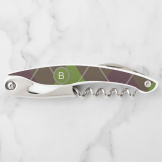 Tire-bouchon Motif monogramme écossais vert foncé classique