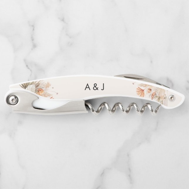 Tire-bouchon Pampas rustique mariage fleuri (Devant)