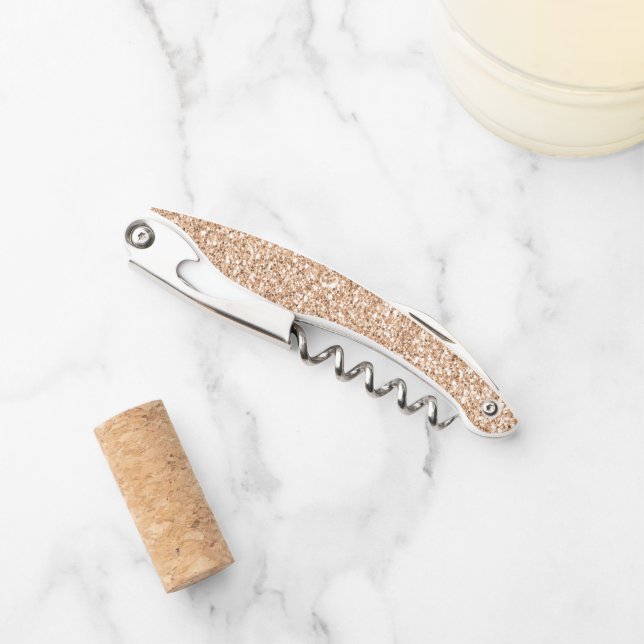 Tire-bouchon Peach Rose Blush Gold Parties scintillant   (Devant)