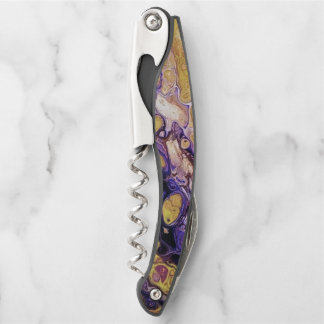 Tire-bouchon Peinture abstraite violette et or