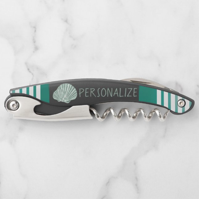Tire-bouchon Personnaliser le coquillage vert nautique (Devant)