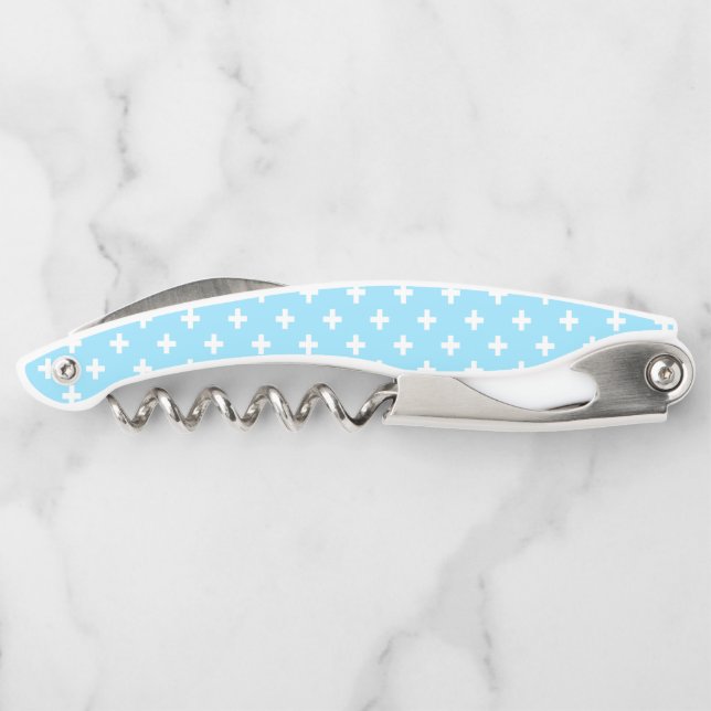 Tire-bouchon Polka blanche croise sur bleu bébé (Dos)