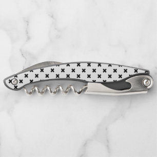 Tire-bouchon Polka noire croise sur blanc