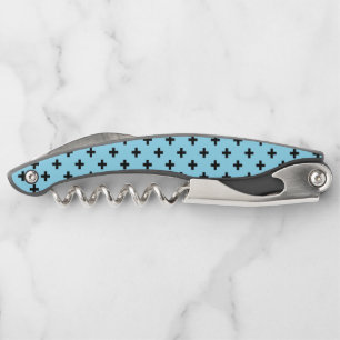Tire-bouchon Polka noire croise sur le bleu bébé