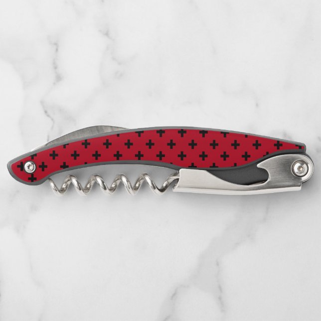 Tire-bouchon Polka noire croise sur rouge (Dos)