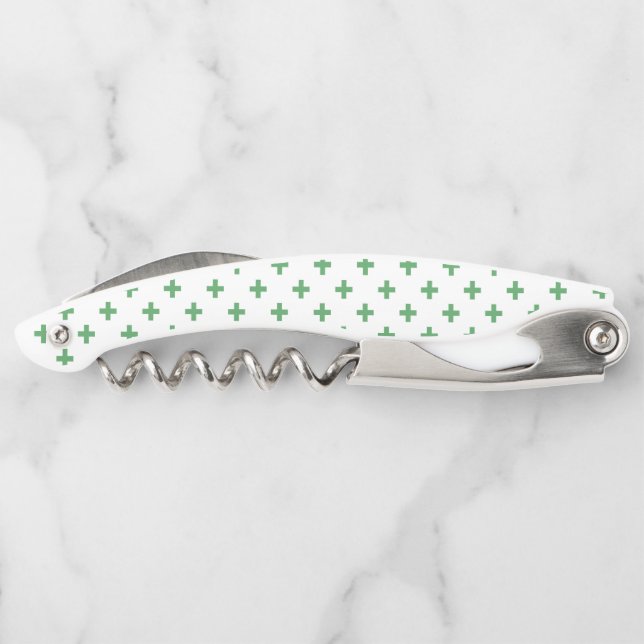 Tire-bouchon Polka verte croise sur blanc (Dos)