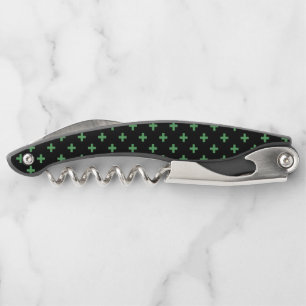 Tire-bouchon Polka verte croise sur noir