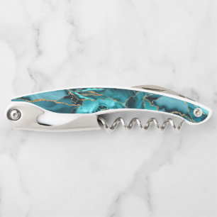 Tire-bouchon Porte de Parties scintillant Turquoise bleue et or