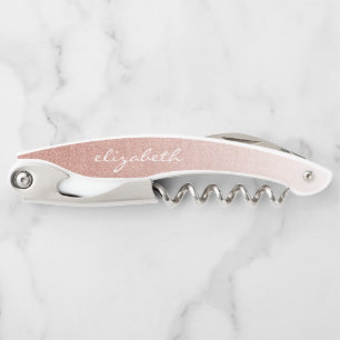 Tire-bouchon Rose Gold Faux Parties scintillant Ombre Script pe