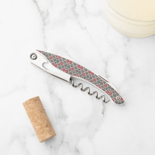 Tire-bouchon Rouge noir blanc géométrique Keffiyeh Motif folklo