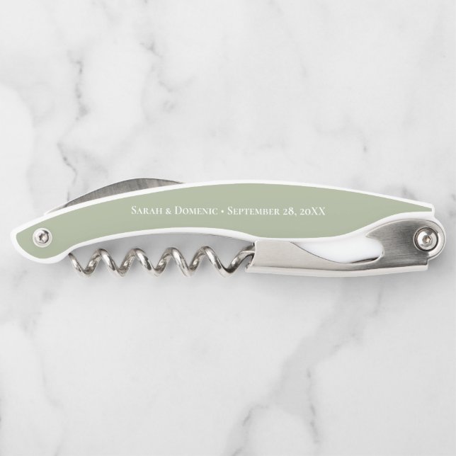 Tire-bouchon Sage Green Amour Merci Mariage Faveur (Dos)