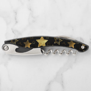 Tire-bouchon Seamless pattern with Golden Stars