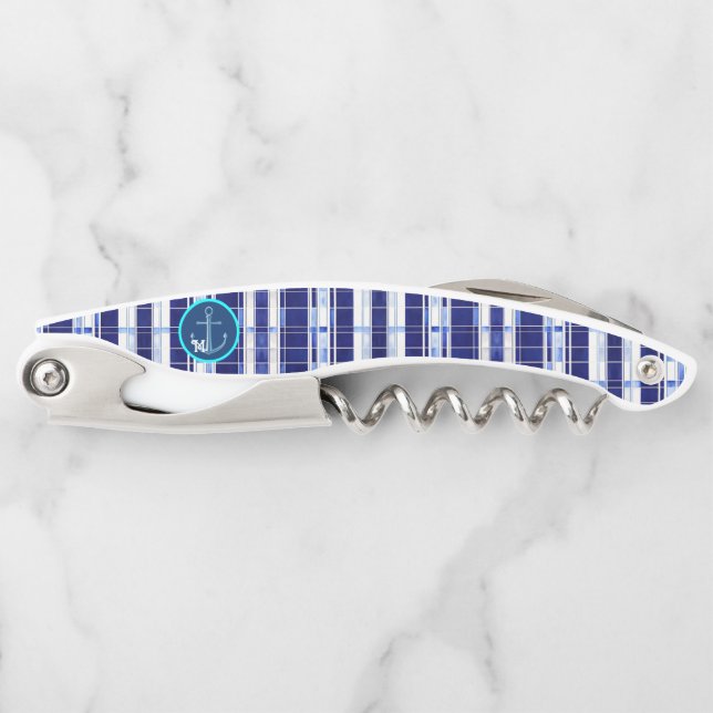 Tire-bouchon Summer Navy Blue Boat Collection de rayures modern (Devant)