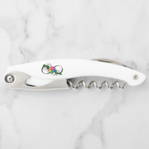 Tire-bouchon Symbole d'infini avec Rose arc-en-ciel