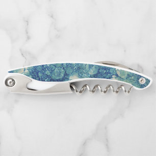 Tire-bouchon Texture de marbre bleu sarcelle vert