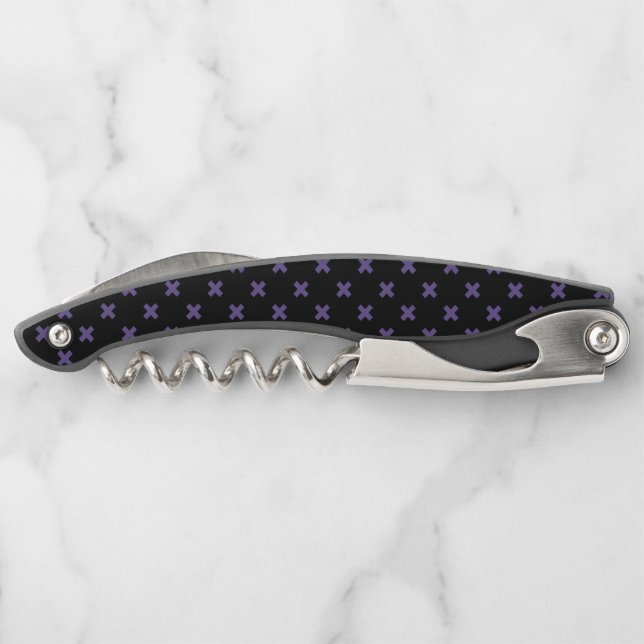 Tire-bouchon Traces croisées ultra violettes sur noir (Dos)