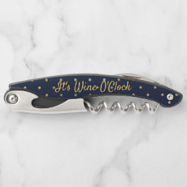 Tire-bouchon Vin amusant O'Clock Blue Gold Polka Dot Citation