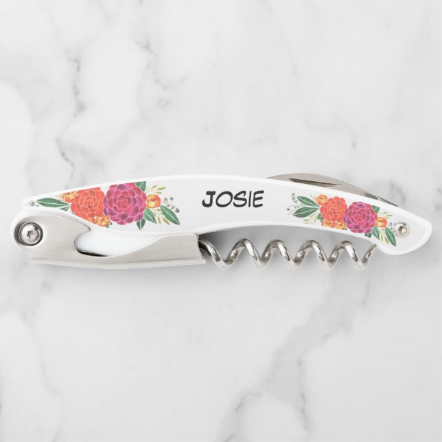 Tire-bouchon Vis à bouchon floral personnalisé (Devant)