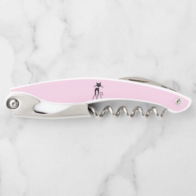 Tire-bouchon Whimsical Skinny Chat noir rose (Devant)