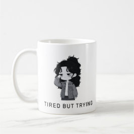 Tired But Trying Relatable Chibi Girl Kaffeetasse