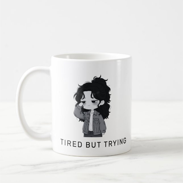 Tired But Trying Relatable Chibi Girl Kaffeetasse (Links)