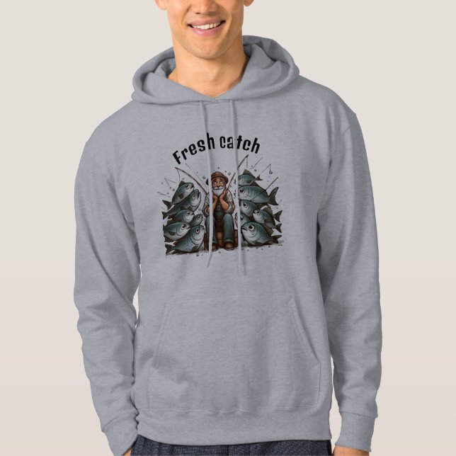 Tired Fisherman Fishing Hoodie (Vorderseite)