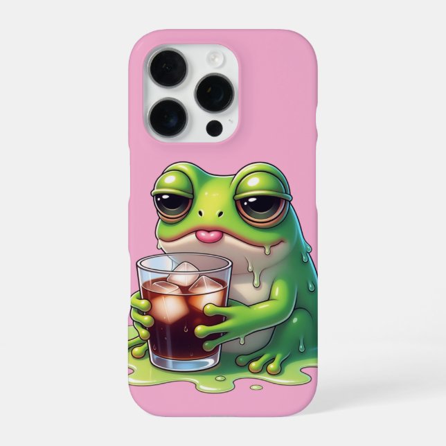 Tired Melted Frog Cute Phone Case Design iPhone 16 Pro Hülle (Rückseite)